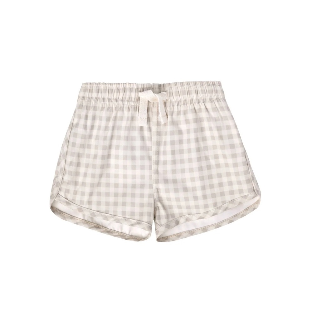 Quincy Mae Silver Gingham Swim Shorts - Size 3-6M